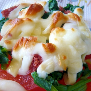 ❤　トマト＆ホウレン草＆コンビーフのチーズ焼き　❤